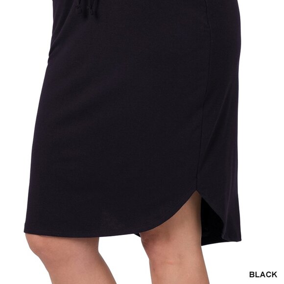 Zenana Corpcore Tie Tulip Hem Black Pockets Office Length Contemporary Skirt - Picture 3 of 7